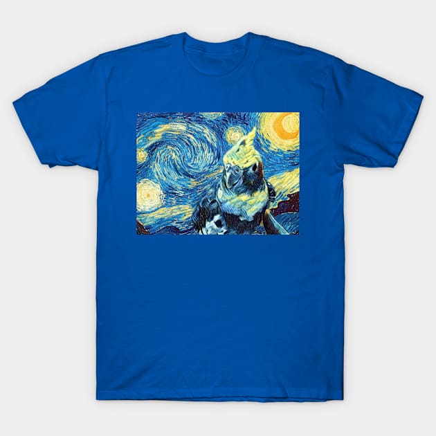 Starry Night Cockatiel Art T-Shirt by BrooklynTheConure